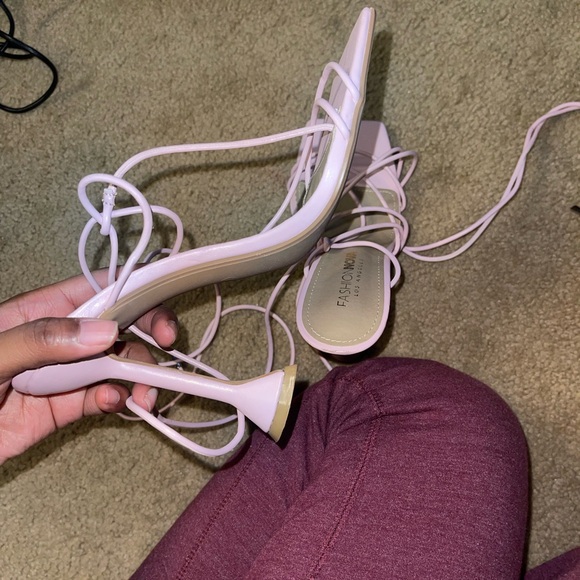 Fashion Nova Light Pink Lace-Up Sandals - Picture 4 of 4